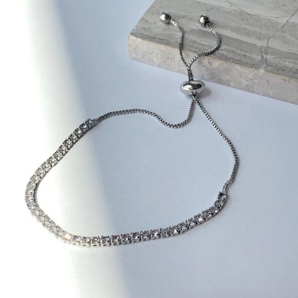 New ~ Anthropologie Shashi Gold Diamond Tennis Bracelet - Picture 12 of 12